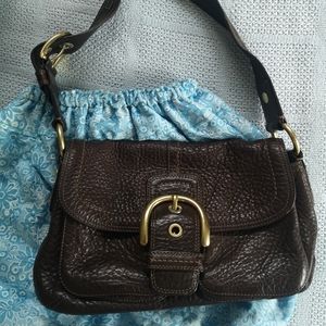 Vintage Coach Brown Leather Soho Flap Purse Shoulder Handbag Bag G0820-F11842